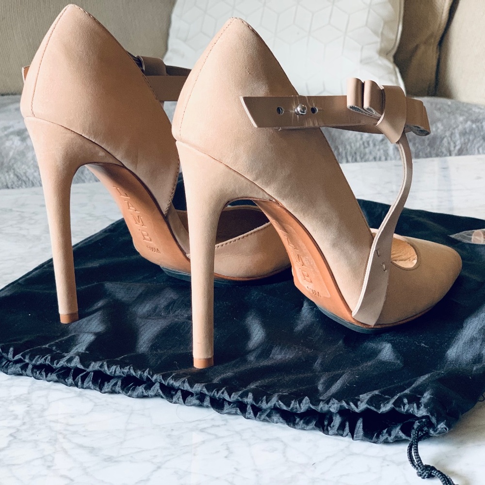 L.A.M.B. - Nude Suede Heels